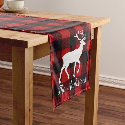 Red Buffalo Plaid & Reindeer | Personal Name Gift  Medium Tafelloper