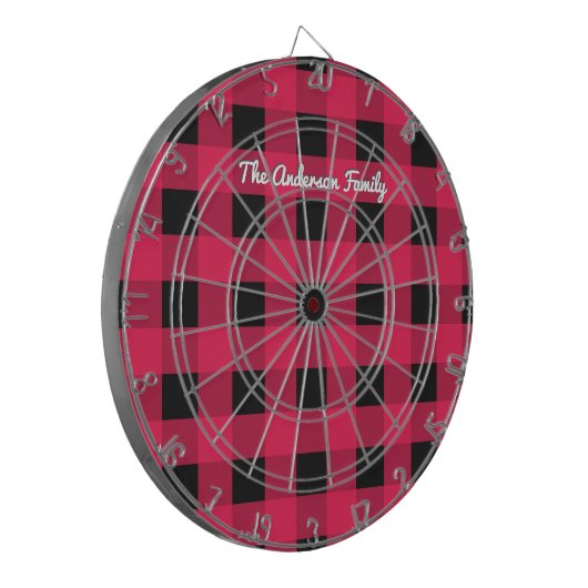 Red Buffalo Plaid Rustic Check Patroon Aangepast Dartbord (Voorkant Links)