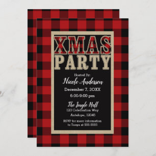Red Buffalo Plaid Rustiek Kerstfeest Kaart