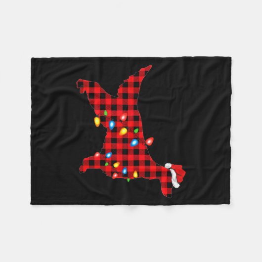 Red Buffalo Plaid Santa Irish Setter Dog Christmas Fleece Deken (Voorkant (Horizontaal))
