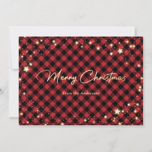 Red Buffalo Plaid Snowflakes Étoiles Cartes de Noë