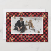 Red Buffalo Plaid Sparkly Photo Cartes de Noël (Devant)