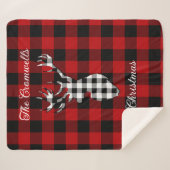 Red Buffalo Plaid Stadium Nom de famille Noël (Devant (Horizontal))