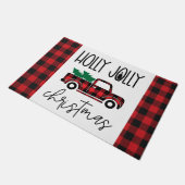 Red Buffalo Plaid Truck Christmas Deurmat (Schuin)