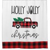 Red Buffalo Plaid  Truck Christmas Douchegordijn (Voorkant)