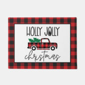 Red Buffalo Plaid  Truck & Tree Christmas Deurmat (Voorkant)