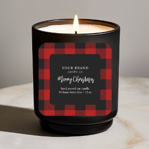 Red Buffalo Plaid Vrolijk Kerstfeest Vierkante Sticker
