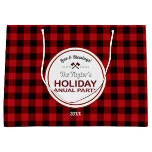 Red Buffalo Plaid Wood Vakantiefeest Groot Cadeauzakje