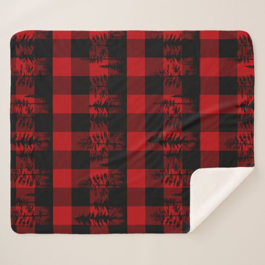 Red Buffalo Plaid Woodland Forest Tree Line (Devant (Horizontal))