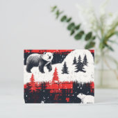 Red Buffalo Plaids Polar Beer Feestdagenkaart (Staand voorkant)