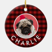 Red Buffalo Play Dog Foto Keramisch Ornament (Achterkant)