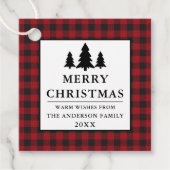 Red Buffalo Play Pines Merry kerst Bedankjes Labels (Voorkant)