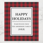 Red Buffalo Prettige feestdagen Wijn Etiket (Enkel label)