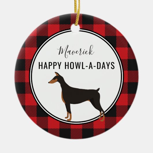 Red Buffalo Pset Custom Doberman Dog Ornament (Voorkant)