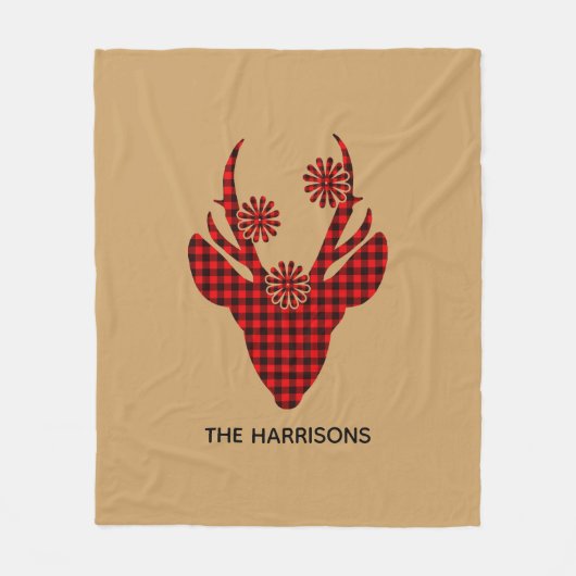 Red Buffalo Pset Deer Hoofd Gepersonaliseerd Fleece Deken (Voorkant)
