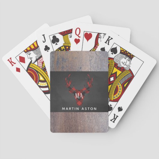Red Buffalo Pset Deer Monogram Pokerkaarten (Achterkant)