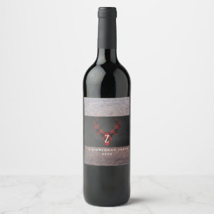 Red Buffalo Pset Deer Monogram Wijn Etiket