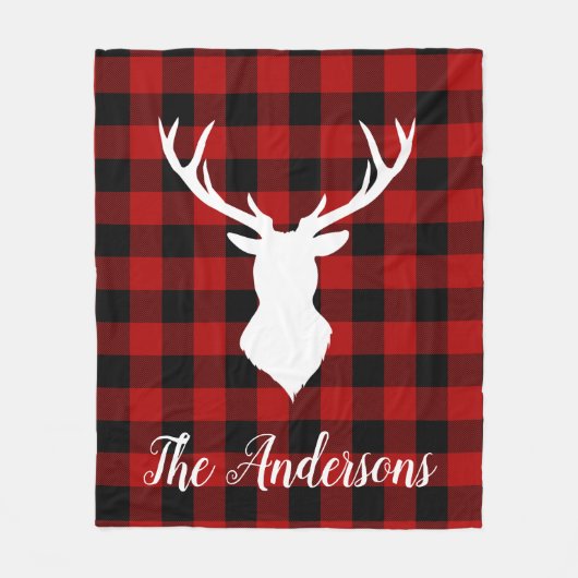 Red Buffalo Pset & Deer | Persoonlijke naam Cadeau Fleece Deken (Voorkant)