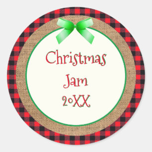 Red Buffalo Pset en Burlap kerstjam Label