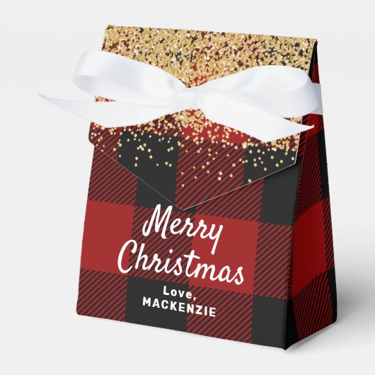 Red Buffalo Pset en Gold Kerstmis Bedankdoosjes (Voorkant Zijde)