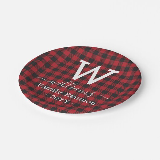 Red Buffalo Pset Family Reunion Monogramed Papieren Bordje (Gekanteld)