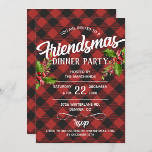Red Buffalo Pset Friendsmas Party Invite Kaart