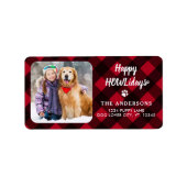 Red Buffalo Pset Happy HOWLidays Aangepaste foto Etiket (Voorkant)