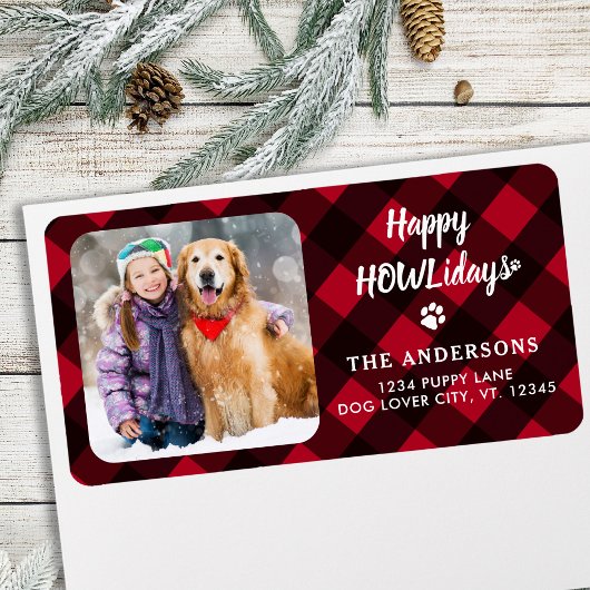 Red Buffalo Pset Happy HOWLidays Aangepaste foto Etiket
