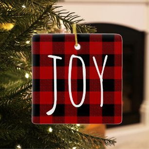 Red Buffalo Pset & Joy   Happy Holiday Keramisch Ornament