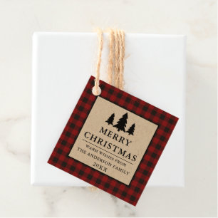 Red Buffalo Pset Kraft Pines Merry Kerstry Bedankjes Labels