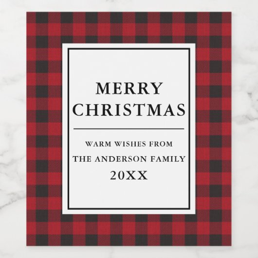 Red Buffalo Pset Merry kerst Wijn Etiket (Enkel label)