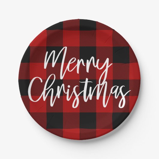 Red Buffalo Pset & Merry Kerstmis|Persoonlijke naa Papieren Bordje (Voorkant)
