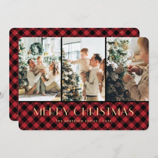 Red Buffalo Pset Photo Collage kerstkaarten Feestdagenkaart (Voorkant / Achterkant)