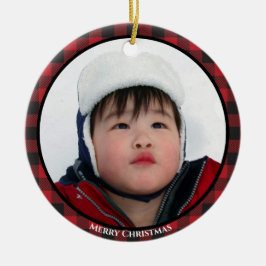Red Buffalo Pset Photo Holiday Keramisch Ornament