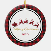 Red Buffalo Pset Photo Holiday Keramisch Ornament (Achterkant)