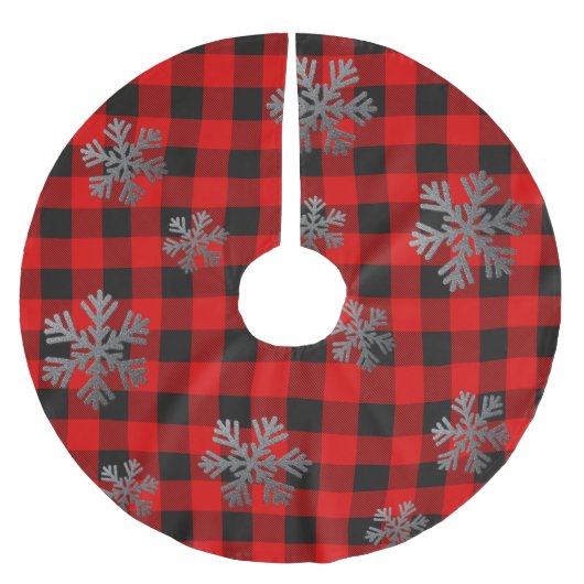 Red Buffalo Pset Silver Glitter Snowflakes Kerstboom Rok (Voorkant)