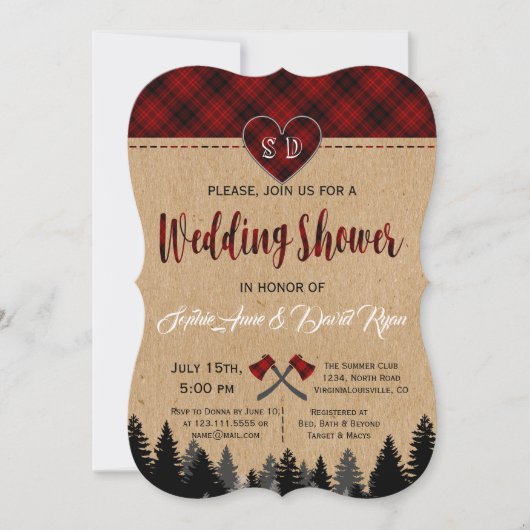 Red Buffalo Pset Wedding Couple Shower Invite Kaart (Voorkant)