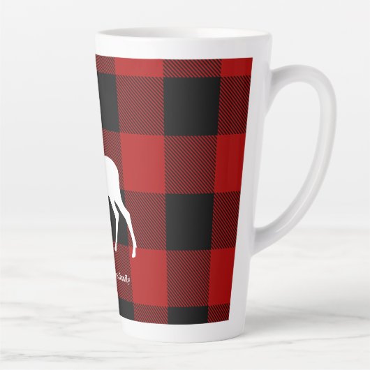 Red Buffalo Pset & White Deer | Persoonsnaam Latte Mok (Rechts)