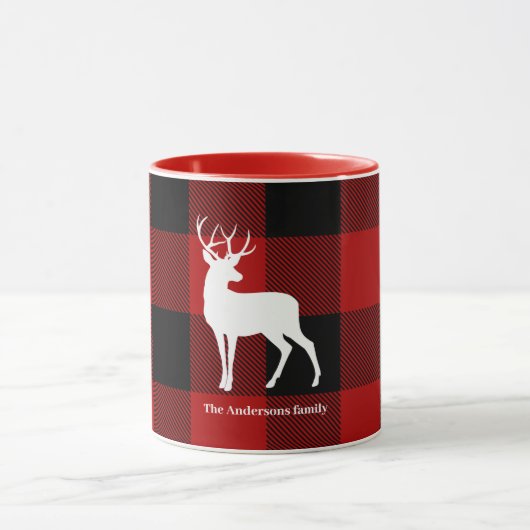 Red Buffalo Pset & White Deer | Persoonsnaam Mok (Midden)