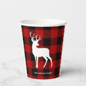Red Buffalo Pset & White Deer | Persoonsnaam Papieren Bekers (Achterkant)