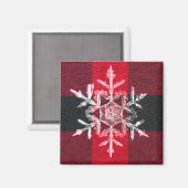 Red Buffalo Pset Winter Holiday Snowflake Magnet Magneet (Voorkant / Achterkant)