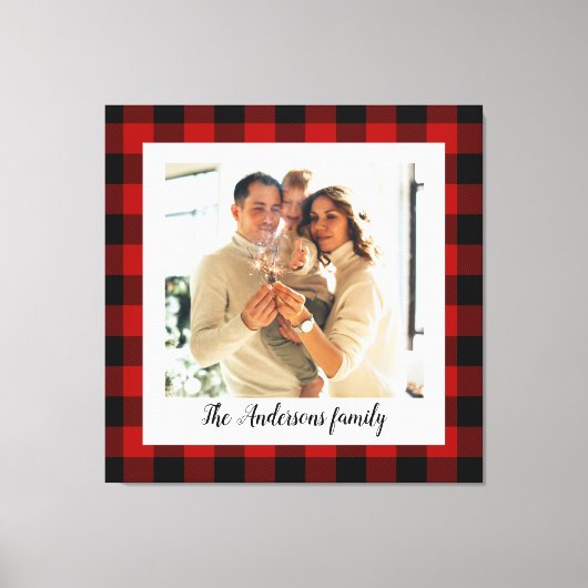 Red Buffalo spelden en persoonlijke naam en foto Canvas Afdruk (Voorkant)