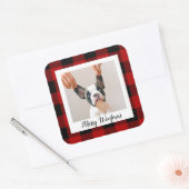 Red Buffalo-speldengoed met wiegfoto Vierkante Sticker (Envelop)