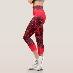 Red Bull Capri Leggings Courir Dans La Nuit Étince