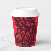 Red Bull die in Sterrennacht document koppen lopen Papieren Bekers (Voorkant)