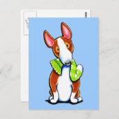 Red Bull Terrier Lets Play Briefkaart (Voorkant / Achterkant)