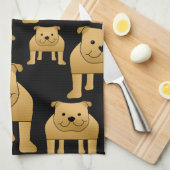 Red Bulldogs op Black. Theedoek (Quarter Fold)