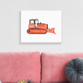 Red Bulldozer Construction Vehicle Canvas Print (Insitu (Woonkamer))
