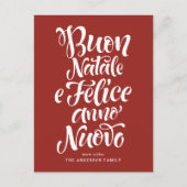 Red Buon Natale e Felice Anno Nuovo Script Feestdagenkaart (Voorkant)