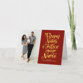 Red Buon Natale Kalligrafie Kerstfoto Folie Feestdagenkaart (Voorkant)